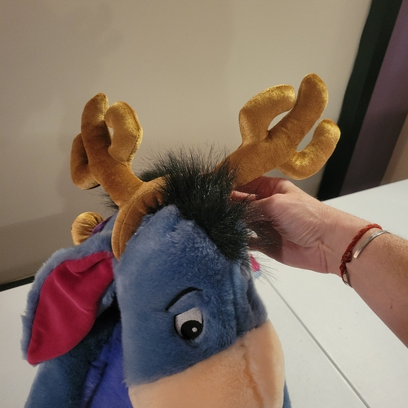Disney Store 20" Eeyore Reindeer Plush with Antlers Christmas Jingle Bell Collar - Picture 3 of 7